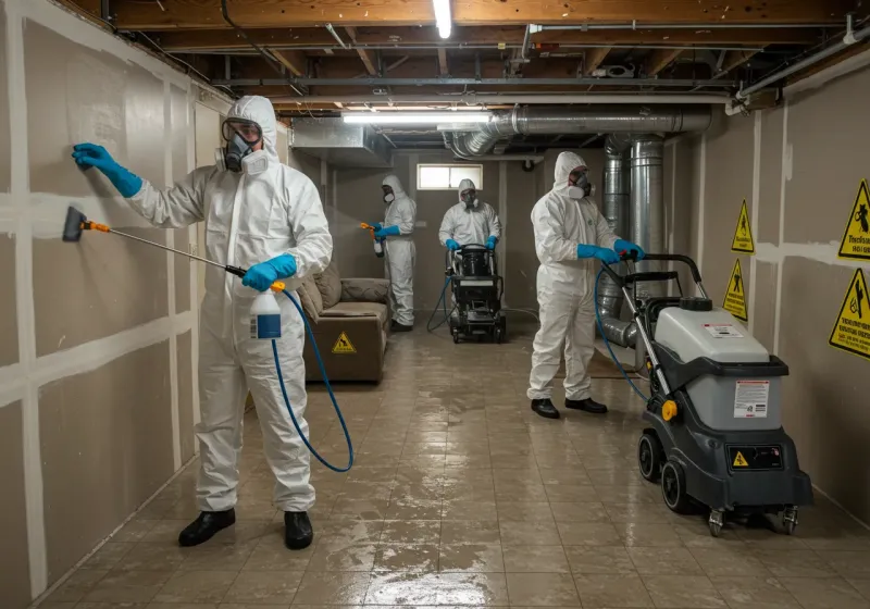 Basement Moisture Removal and Structural Drying process in Pittsfield, ME